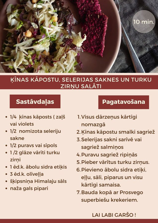 Recepte - Ķīnas kāpostu, selerijas saknes un turku zirņu svaigie salāti