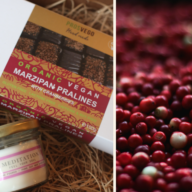 Organic Marzipan Pralines with cranberries